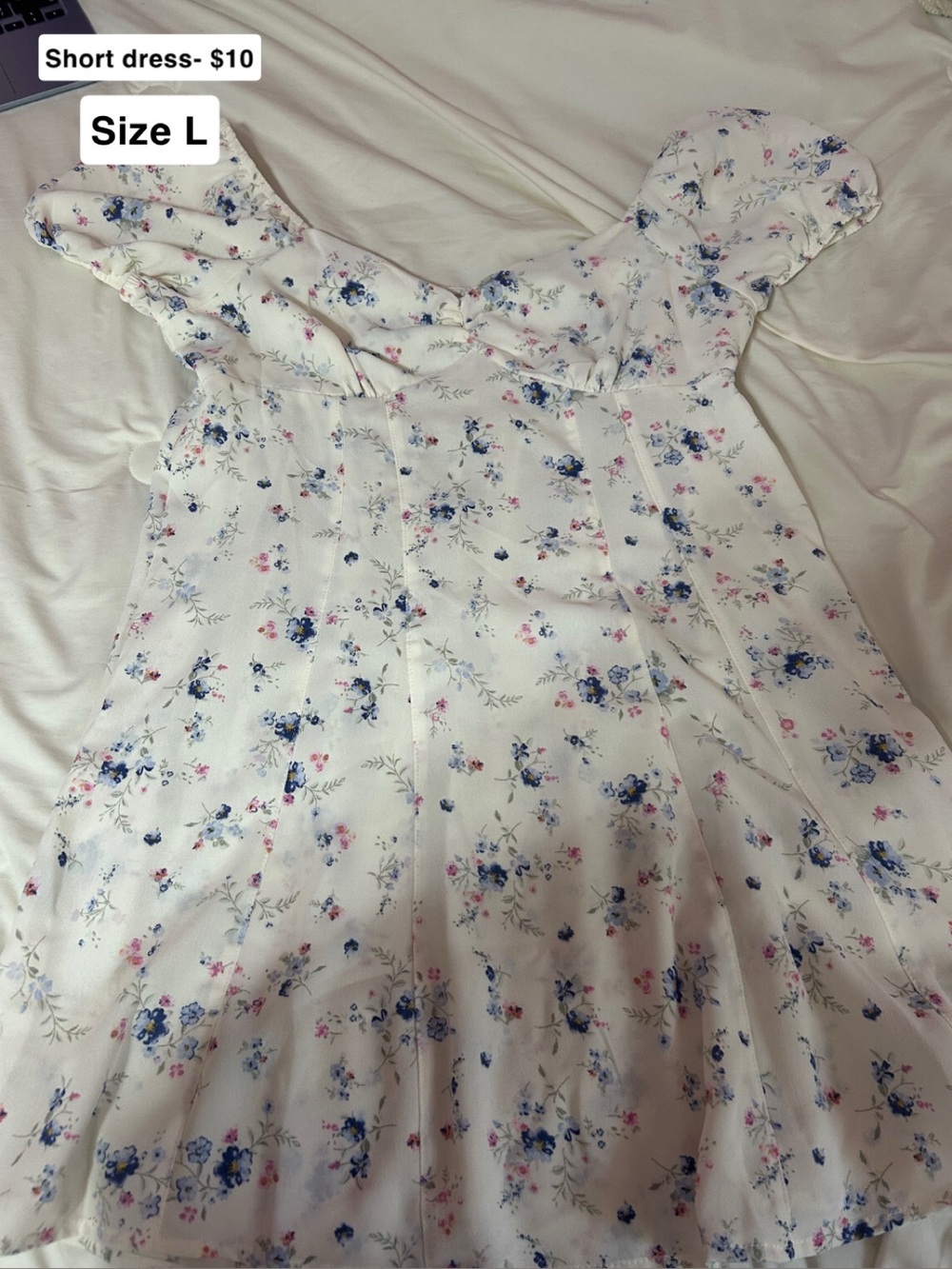 White Floral Off-Shoulder Short Dress